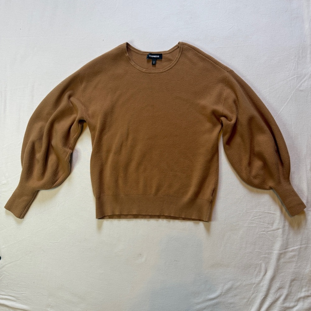 Express Camel Sweater Balloon Sleeves Women Size‎ XS